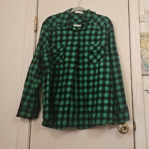 Green Plaid Button Down Shirt
